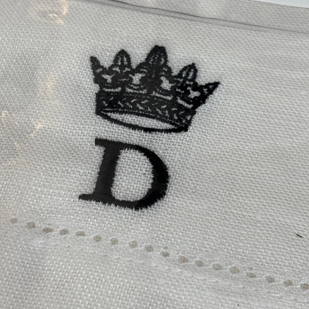Williams Sonoma Home 100% LINEN Guest Towels Personalized D Initial‎ Embroidered
